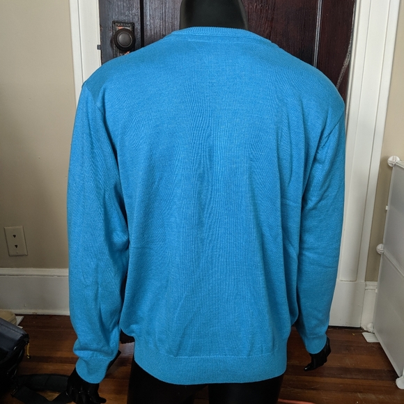 Benetti blue v-neck knit logo sweater - Picture 7 of 9